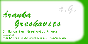 aranka greskovits business card